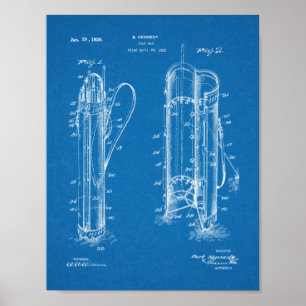 1926 Golf Klubb Caddy Bag Design Patent Art Print Poster