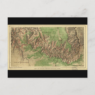 1926 Karta i Grand Canyon nationalpark Arizona Vykort