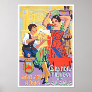 1926 Malaga Spanien vintage resor Poster