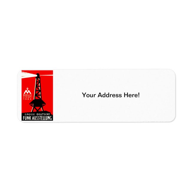 1926 Radio + Broadcasting Poster Returadress Etikett (Framsidan)