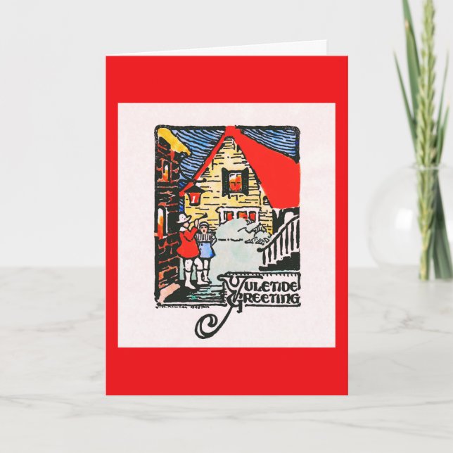 1926 träblockerande julkort helgkort (Framsida)