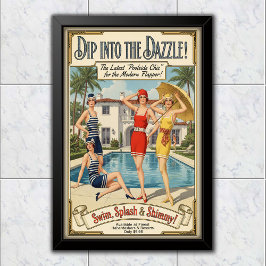 1926 Vintage Poolside Chic Swimwear Advertising Poster
