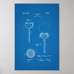 1926-Vintages Golf Tee Patent Blueprint Art-utskri Poster