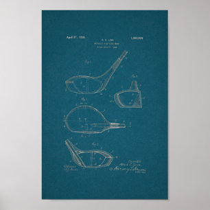 1926-Vintages utskrift av Golf Klubb Patent Bluepr Poster