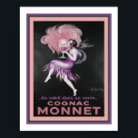 1927 Art Deco Cognac-reklam Poster<br><div class="desc">1927 års Art Deco,  reklam för Cognac Monnet från Leonetto Cappiello. Standard 11x14 visas här. Finns i 16x20-standardformat,  anpassningsbar,  arbetsyta och andra Zazzle-produkter.</div>