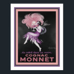 1927 Art Deco Cognac-reklam Poster<br><div class="desc">1927 års Art Deco,  reklam för Cognac Monnet från Leonetto Cappiello. Standard 11x14 visas här. Finns i 16x20-standardformat,  anpassningsbar,  arbetsyta och andra Zazzle-produkter.</div>