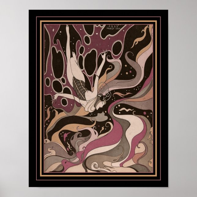 1927 Art Deco Psychedelic Fairy Print Poster (Framsidan)