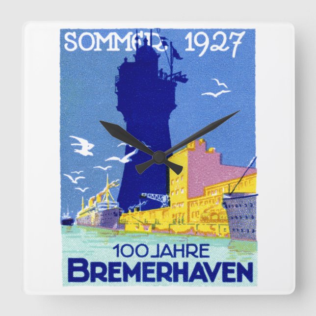 1927 Bremerhaven Tyskland Fyrkantig Klocka (Framsida)