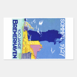 1927 Bremerhaven Tyskland Rektangulärt Klistermärke