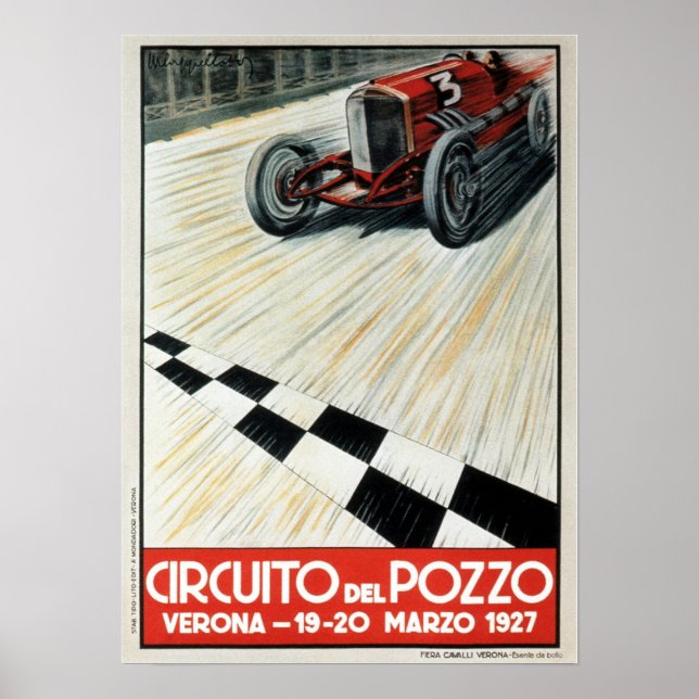 1927 Circuito del Pozzo Verona Auto Tävling Poster (Framsidan)