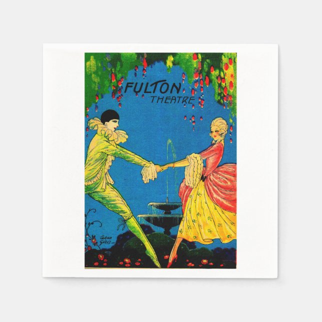 1927 Fulton Theater-programmet täcker konst Pappersservett (Framsidan)