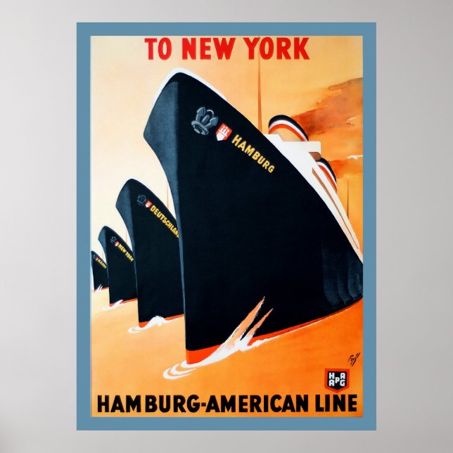 1927 Hamburg till New York Frakt Poster (Framsidan)