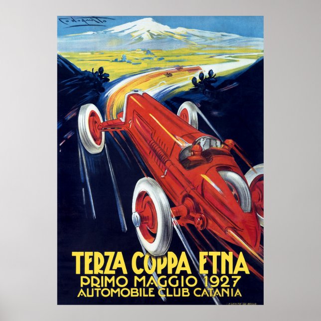 1927 ITALIEN Coppa Etna Poster (Framsidan)