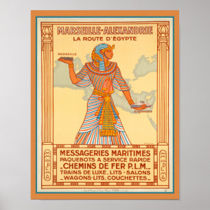 1927 Marseille Alexandrie Egypten Travel Poster