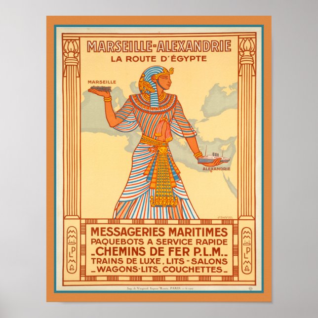 1927 Marseille Alexandrie Egypten Travel Poster (Framsidan)
