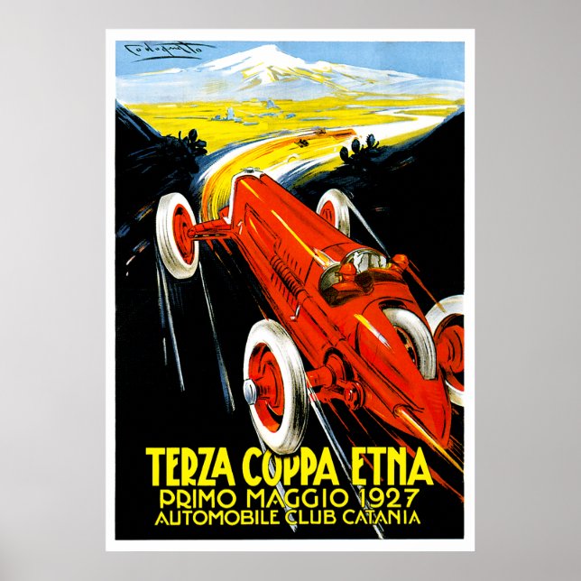 1927 Terza Coppa Etna Auto Road Rally Ad Poster (Framsidan)