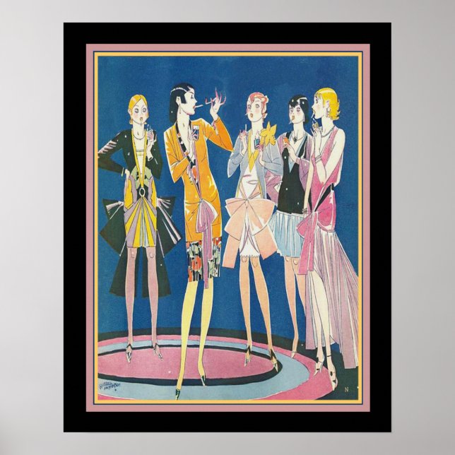 1928 Art Deco Flappers Print av Russell Patterson Poster (Framsidan)