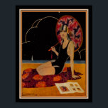 1928 Art Deco Girl på stranden Poster<br><div class="desc">Vibrant,  invigning twenties,  Art Deco,  flapper på stranden. ca. 1928. Standard storlek 11x14 visas här. Finns även i standard 16x20,  andra anpassningsbar och på arbetsyta.</div>