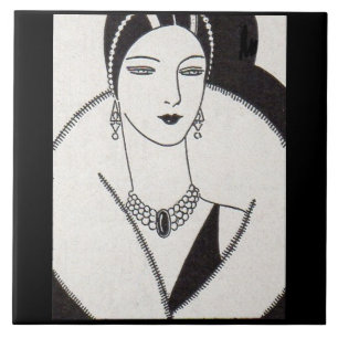 1928 Art deco kvinna Kakelplatta