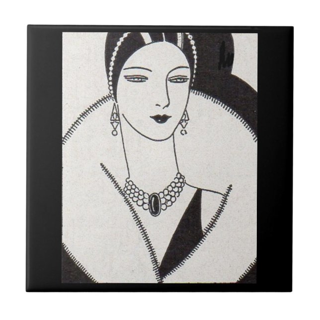 1928 Art deco kvinna Kakelplatta (Framsidan)