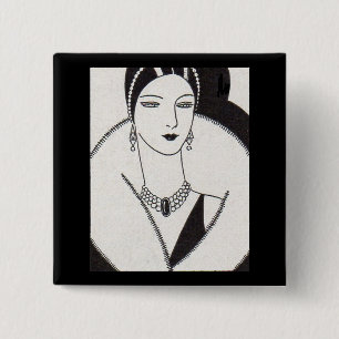 1928 Art deco kvinna Knapp
