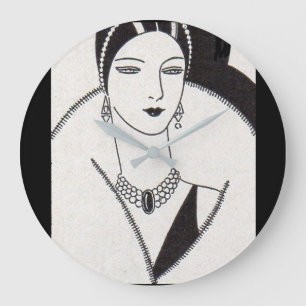 1928 Art deco kvinna Stor Klocka