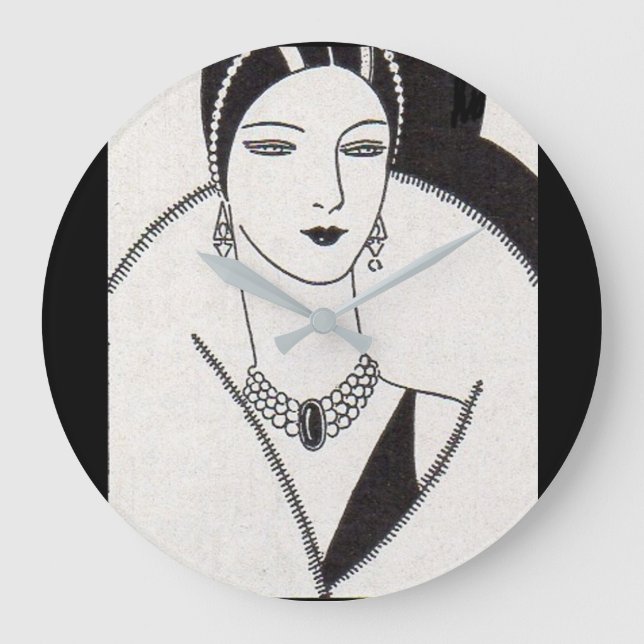 1928 Art deco kvinna Stor Klocka (Framsida)