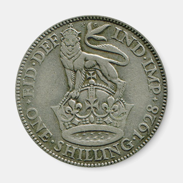 1928 Brittisk shilling magnet (Framsidan)