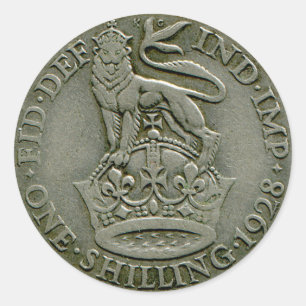 1928 brittiska shillingklistermärke runt klistermärke