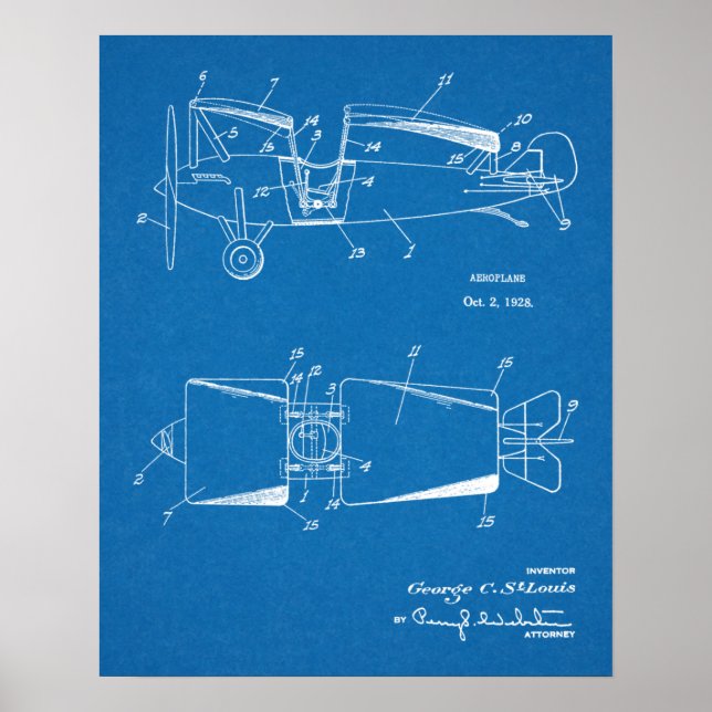1928 Färdplan Patent Art Teckning Skriv ut Poster (Framsidan)