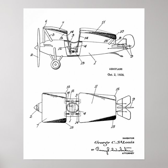 1928 Färdplan Patent Art Teckning Skriv ut Poster (Framsidan)