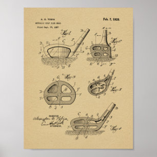1928 Golf Klubb Head Design Patent Art Print Poster