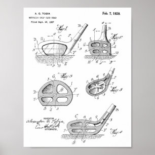 1928 Golf Klubb Head Design Patent Art Print Poster