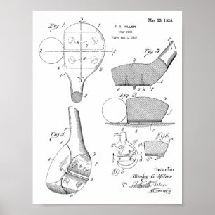 1928 Golf Klubb Head Patent Art Teckning Print Poster