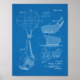 1928 Golf Klubb Head Patent Art Teckning Print Poster
