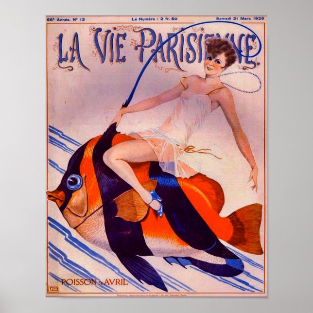 1928 La Vie Parisienne Magazine Cover Poster (Framsidan)