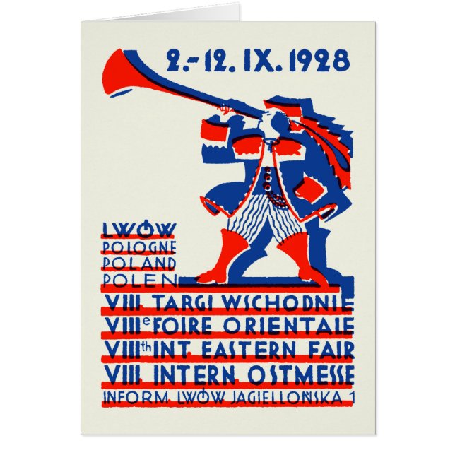 1928 Lwow Östra Internationell Fair Hälsningskort (Framsidan)