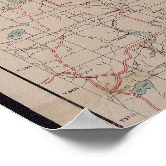 1928 Superior National Forest Karta - BWCA Poster (Hörn)