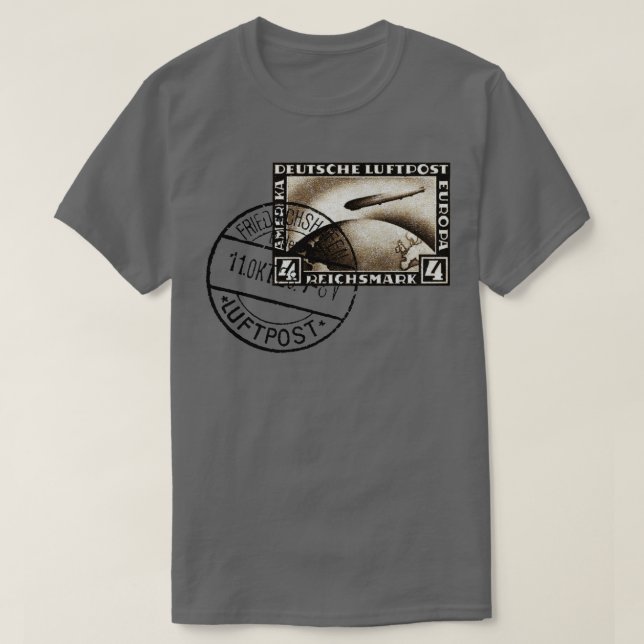 1928 Zeppelin Airmail T Shirt (Design framsida)