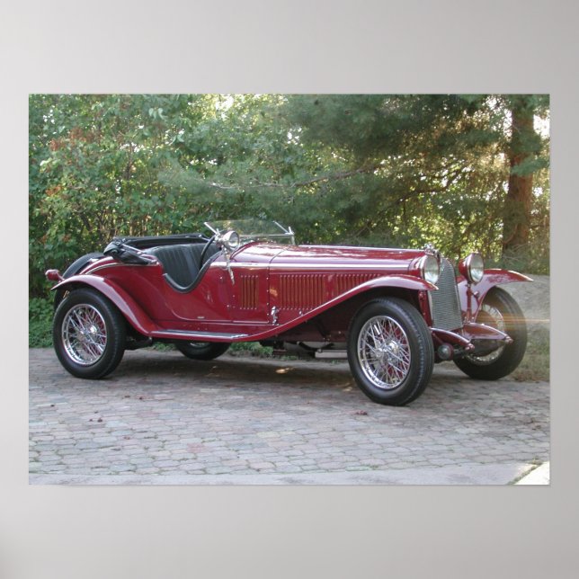 1929 Alfa Romeo 1750 Roadster Poster (Framsidan)