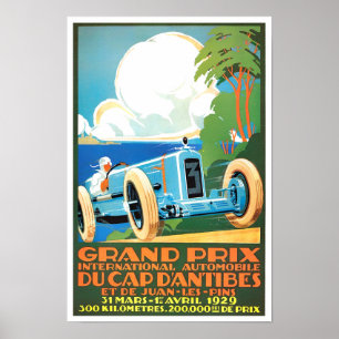 1929 Antibes Grand Prix vintage tävla Poster
