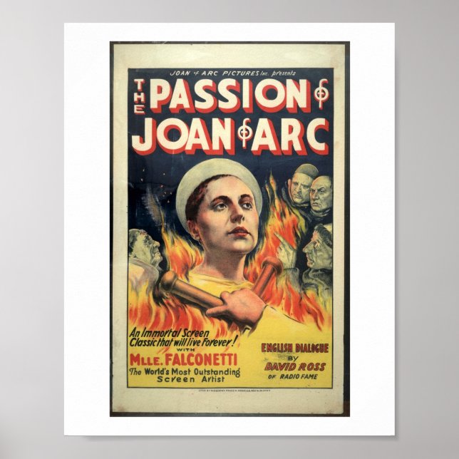1929 års film "The Passion of Joan of Arc" Poster (Framsidan)