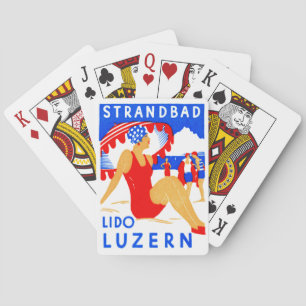 1929 Art Deco Strandbad Lido Luzern Casinokort