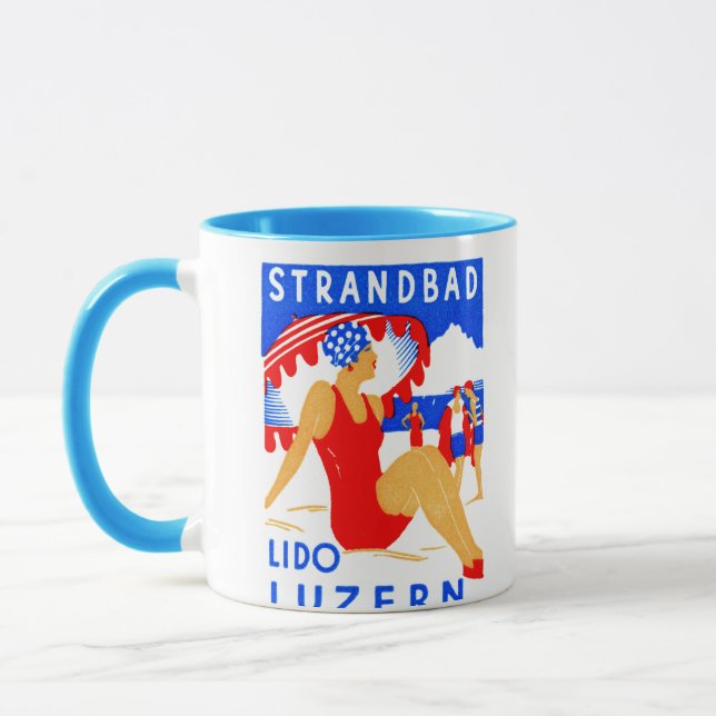 1929 Art Deco Strandbad Lido Luzern Mugg (Vänster)