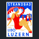 1929 Art Deco Strandbad Lido Luzern Poster<br><div class="desc">C. 1929 Art Deco poster att man ska främja stranden vid strandbad Lido i sjö i Luzern/Lucerne i Schweiz.</div>