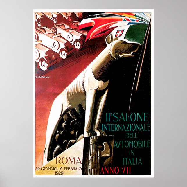 1929 Autovisa Roms Italien Poster automatiskt (Framsidan)