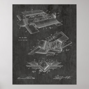 1929 bisarr flygplanspatent Art Teckning Skriv ut Poster