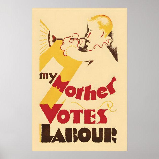 1929 Brittisk Labour-valkampanj Min Mor Poster (Framsidan)