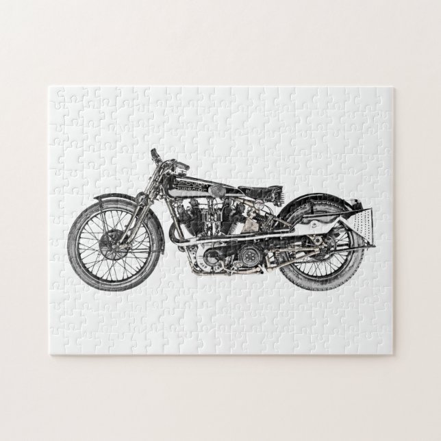 1929 Brough-överordnad motorcykel Pussel (Horisontell)