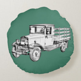 1929 Chevy Lastbil 1 Ton Stake Kaross Illustration Rund Kudde